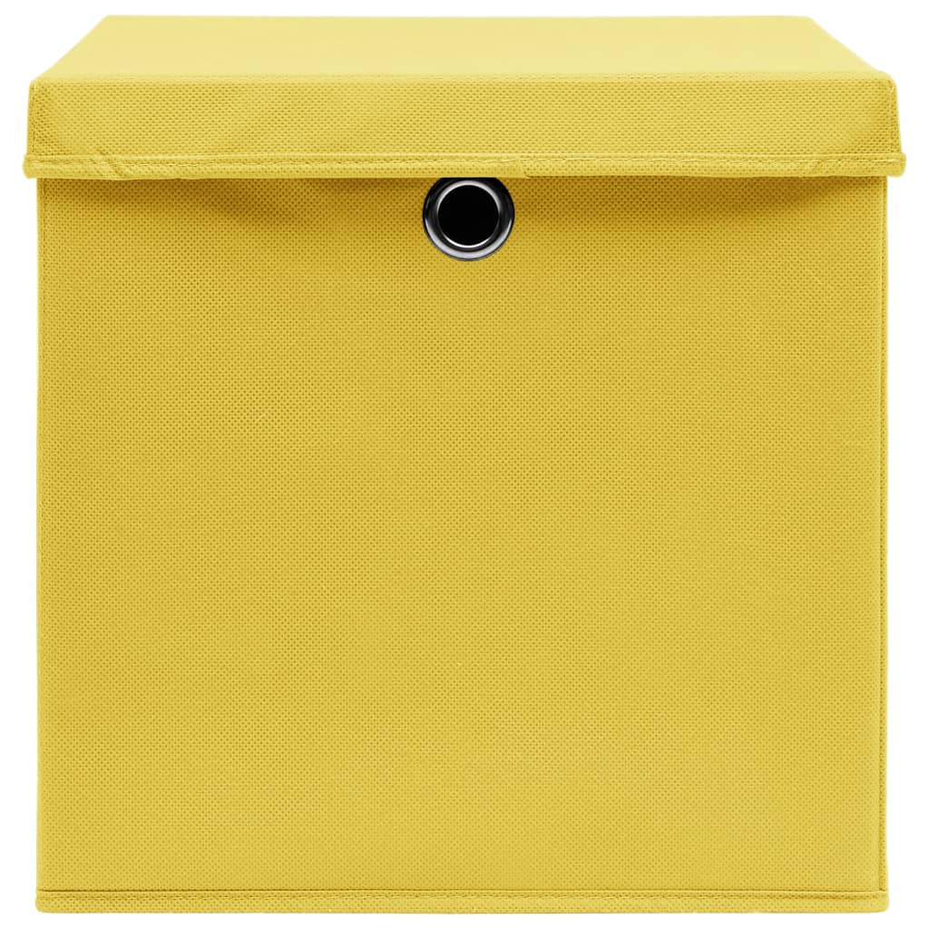 Aufbewahrungsboxen mit Deckeln 10 Stk. Gelb 32x32x32 cm Stoff