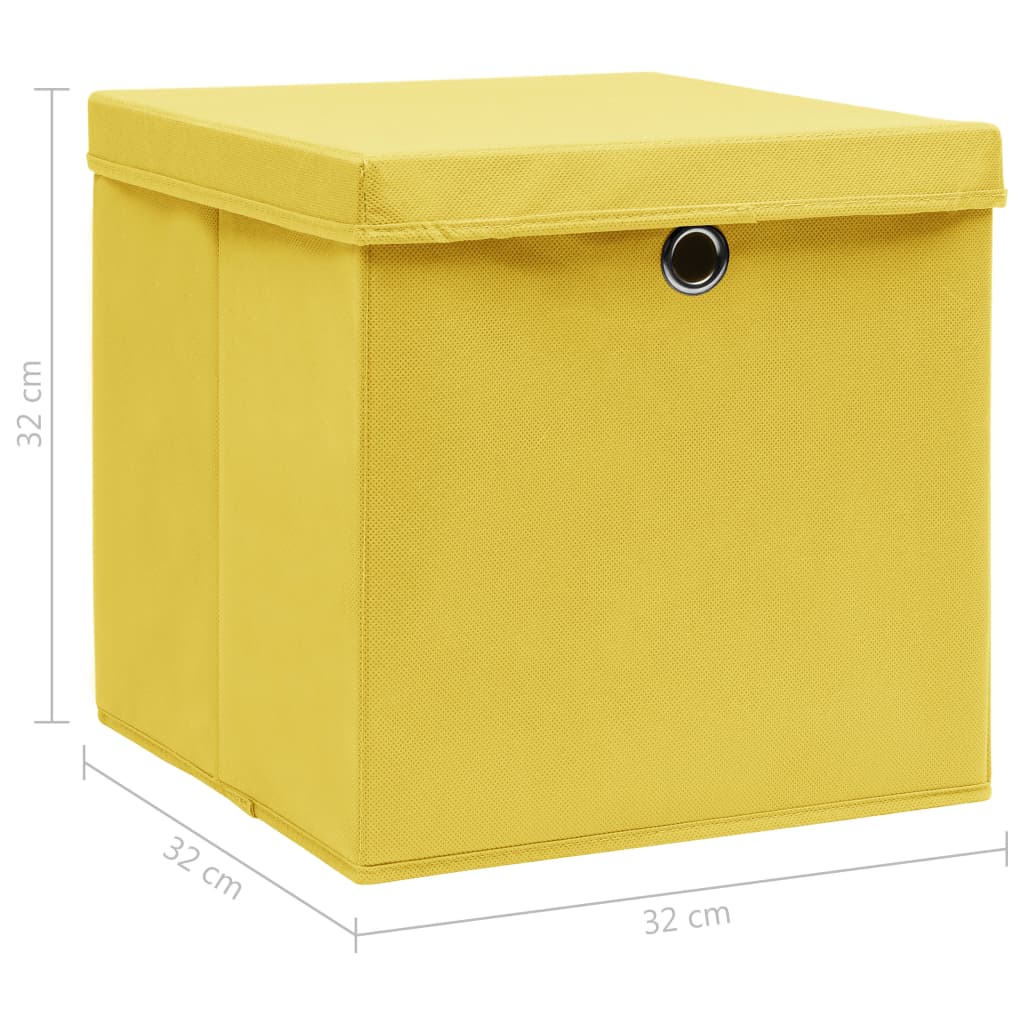 Aufbewahrungsboxen mit Deckeln 10 Stk. Gelb 32x32x32 cm Stoff - Pazzar.ch