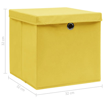 Aufbewahrungsboxen mit Deckeln 10 Stk. Gelb 32x32x32 cm Stoff - Pazzar.ch