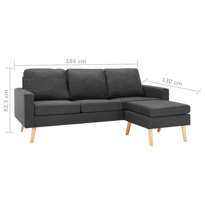 3-Sitzer-Sofa mit Hocker Dunkelgrau Stoff - Pazzar.ch