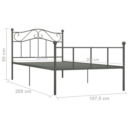 Bettgestell Grau Metall 100 × 200 cm - Pazzar.ch