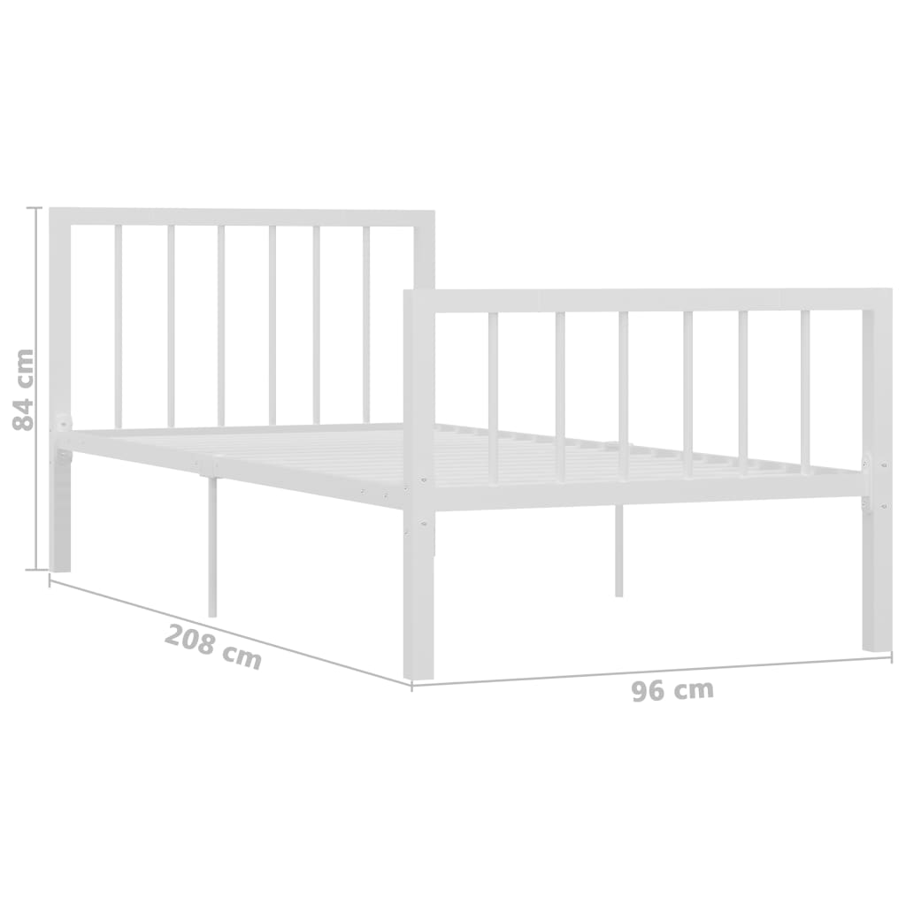 Bettgestell Weiß Metall 90×200 cm