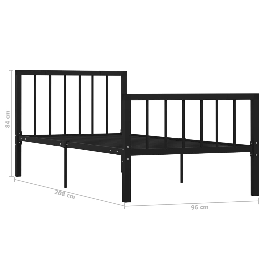 Bettgestell Schwarz Metall 90×200 cm - Pazzar.ch