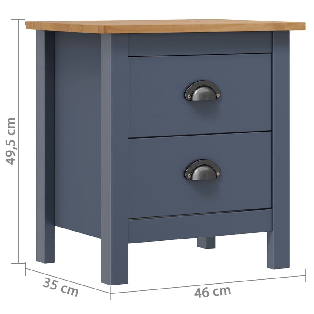 Nachttisch Hill Grau 46x35x49,5 cm Massivholz Kiefer - Pazzar.ch
