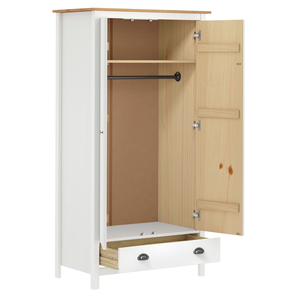 Kleiderschrank mit 2 Türen Hill Weiß 89x50x170 cm Kiefernholz - Pazzar.ch