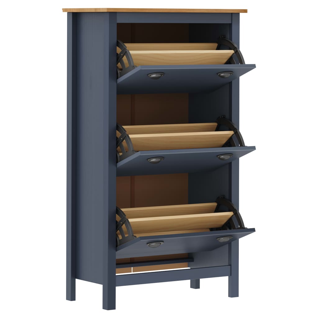 Schuhschrank Hill Grau 72x35x124 cm Massivholz Kiefer - Pazzar.ch
