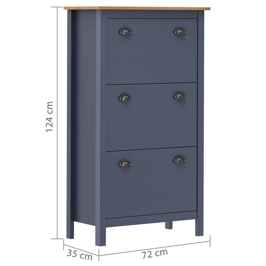Schuhschrank Hill Grau 72x35x124 cm Massivholz Kiefer - Pazzar.ch