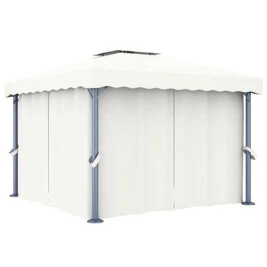 Pavillon mit Vorhang 3x3 m Cremeweiß Aluminium - Pazzar.ch
