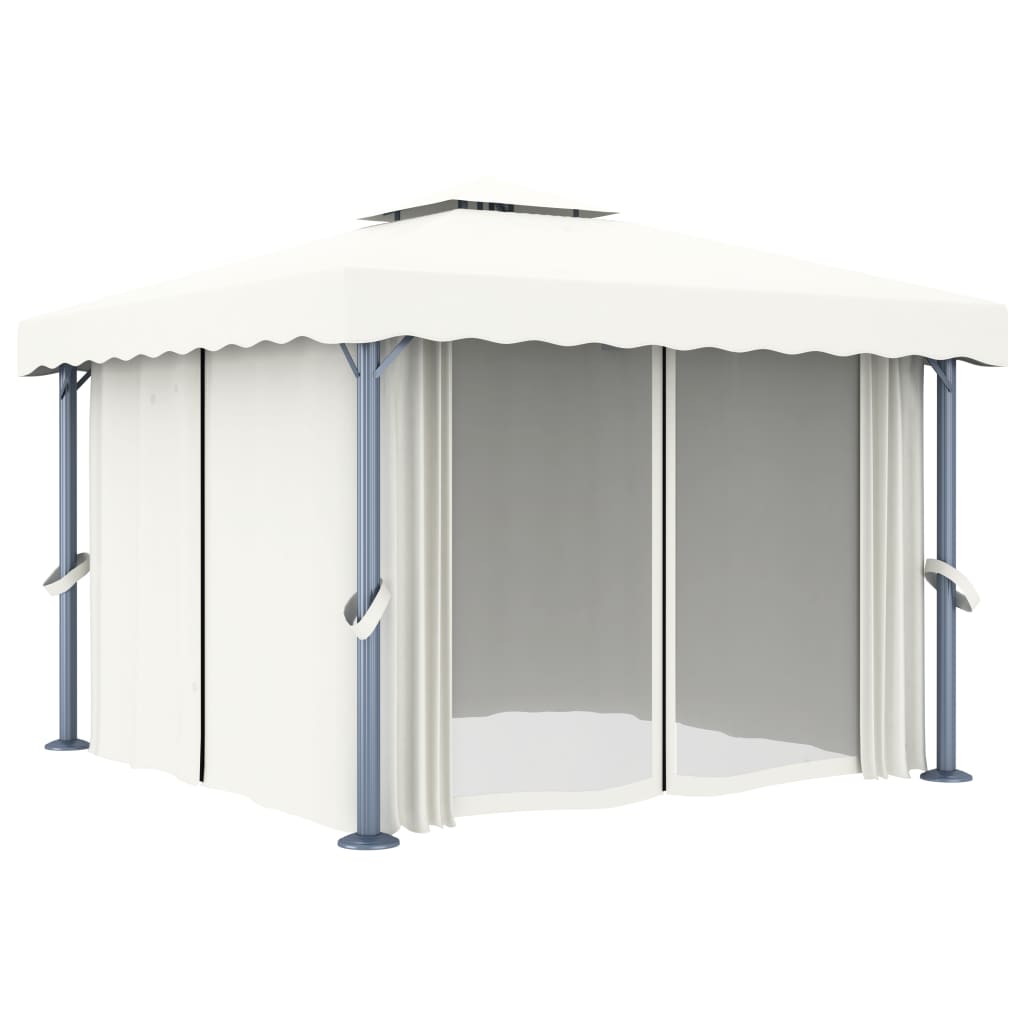 Pavillon mit Vorhang 3x3 m Cremeweiß Aluminium - Pazzar.ch