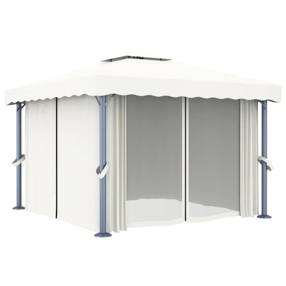 Pavillon mit Vorhang 3x3 m Cremeweiß Aluminium - Pazzar.ch