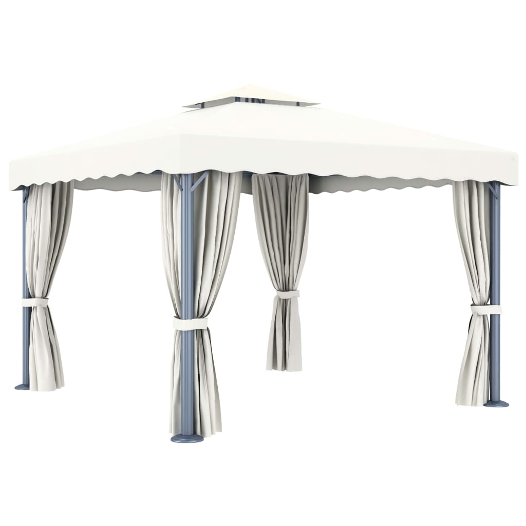 Pavillon mit Vorhang 3x3 m Cremeweiß Aluminium - Pazzar.ch