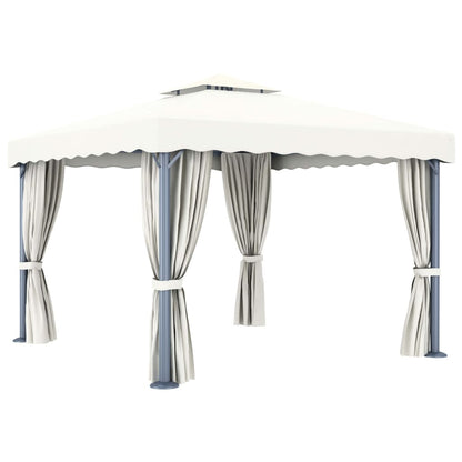 Pavillon mit Vorhang 3x3 m Cremeweiß Aluminium - Pazzar.ch