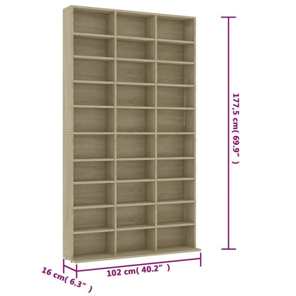 CD-Schrank Sonoma-Eiche 102x16x177,5 cm Holzwerkstoff - Pazzar.ch