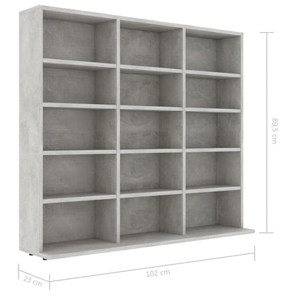 CD-Regal Betongrau 102x23x89,5 cm Holzwerkstoff - Pazzar.ch