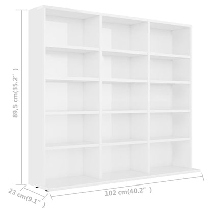 CD-Regal Hochglanz-Weiß 102x23x89,5 cm Holzwerkstoff - Pazzar.ch