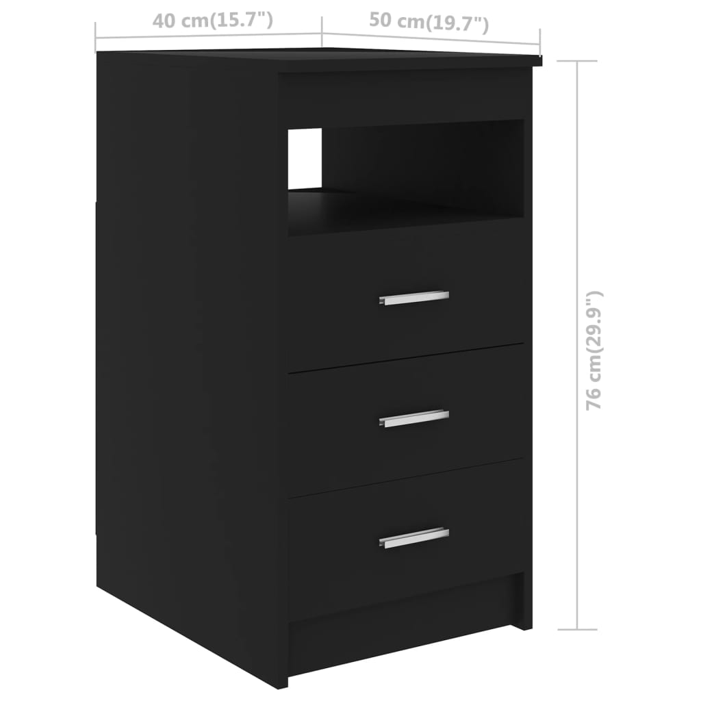 Sideboard mit Schubladen Schwarz 40x50x76 cm Holzwerkstoff - Pazzar.ch