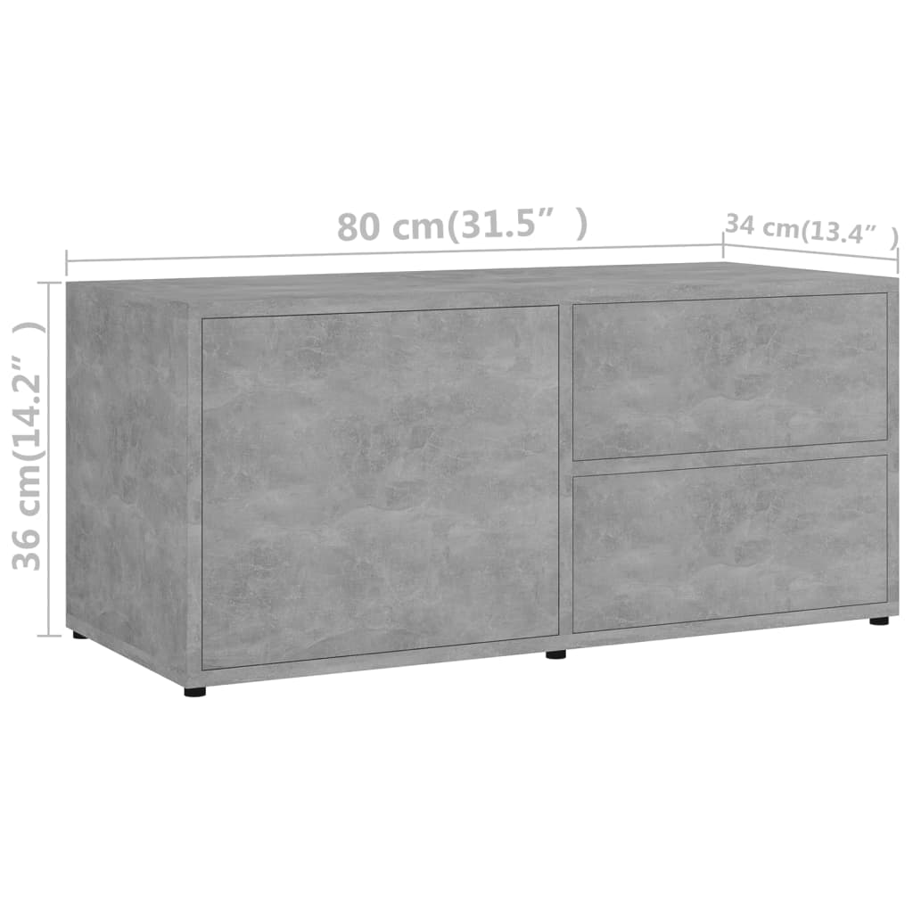 TV-Schrank Betongrau 80x34x36 cm Holzwerkstoff - Pazzar.ch