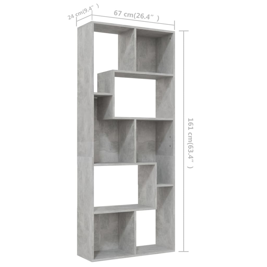 Bücherregal Betongrau 67x24x161 cm Holzwerkstoff - Pazzar.ch
