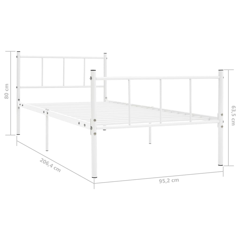 Bettgestell Weiß Metall 90×200 cm