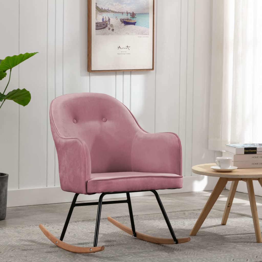 Schaukelstuhl Rosa Samt - Pazzar.ch