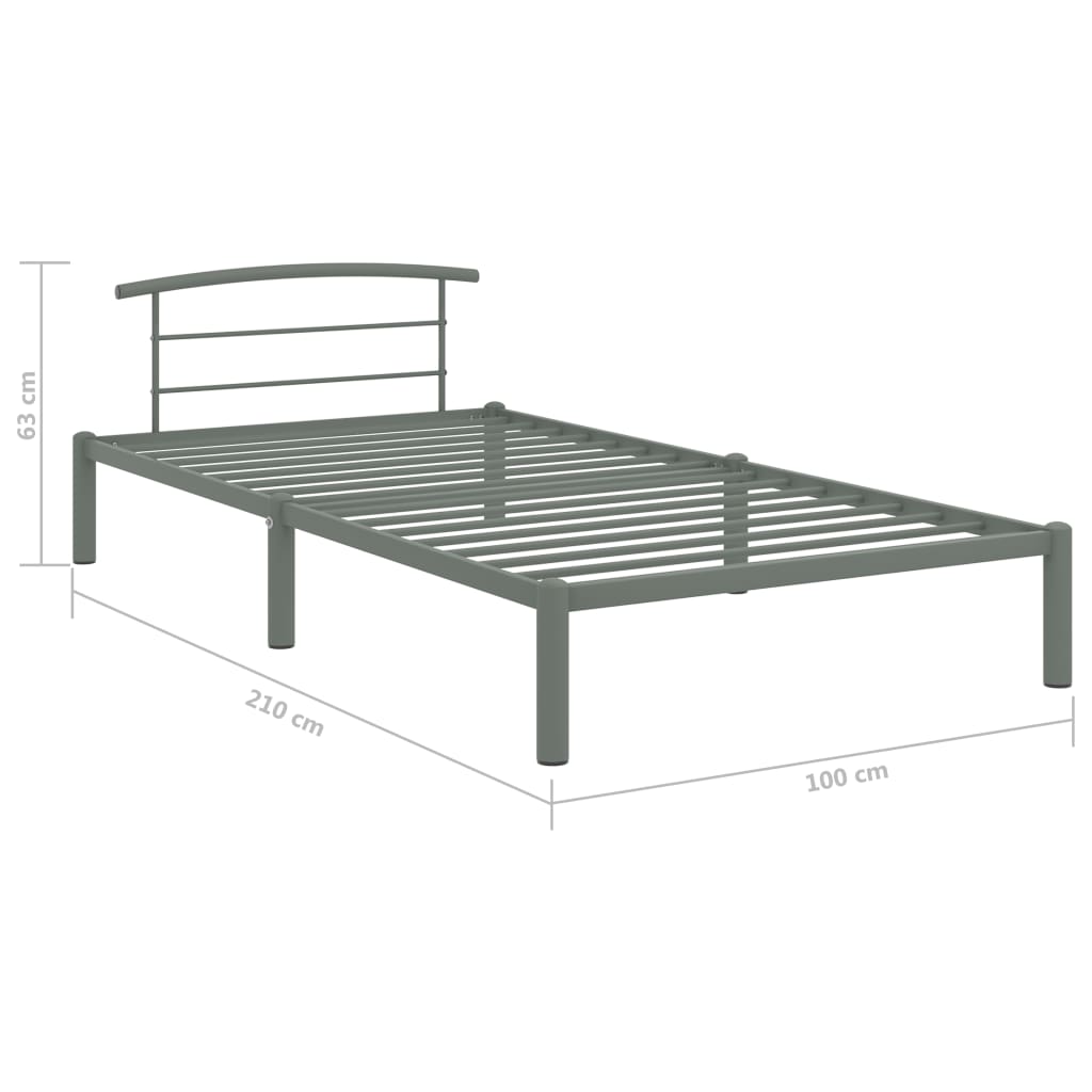 Bettgestell Grau Metall 90x200 cm - Pazzar.ch