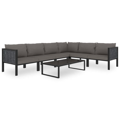 7-tlg. Garten-Lounge-Set mit Auflagen Poly Rattan Anthrazit - Pazzar.ch