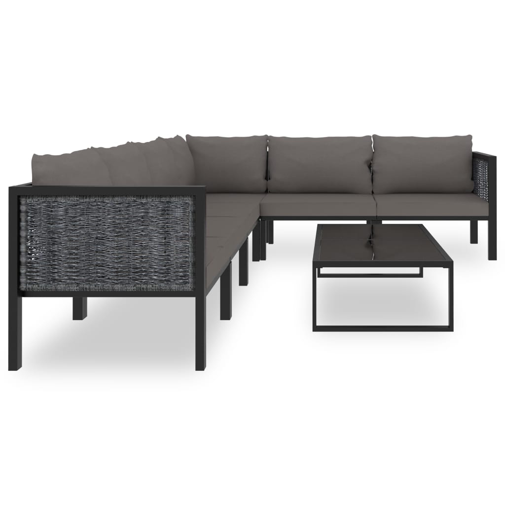 7-tlg. Garten-Lounge-Set mit Auflagen Poly Rattan Anthrazit - Pazzar.ch