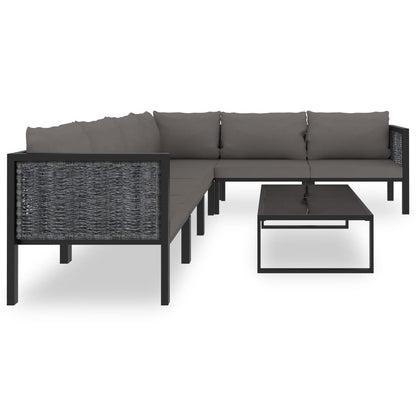 7-tlg. Garten-Lounge-Set mit Auflagen Poly Rattan Anthrazit - Pazzar.ch