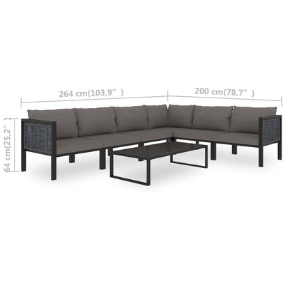 7-tlg. Garten-Lounge-Set mit Auflagen Poly Rattan Anthrazit - Pazzar.ch