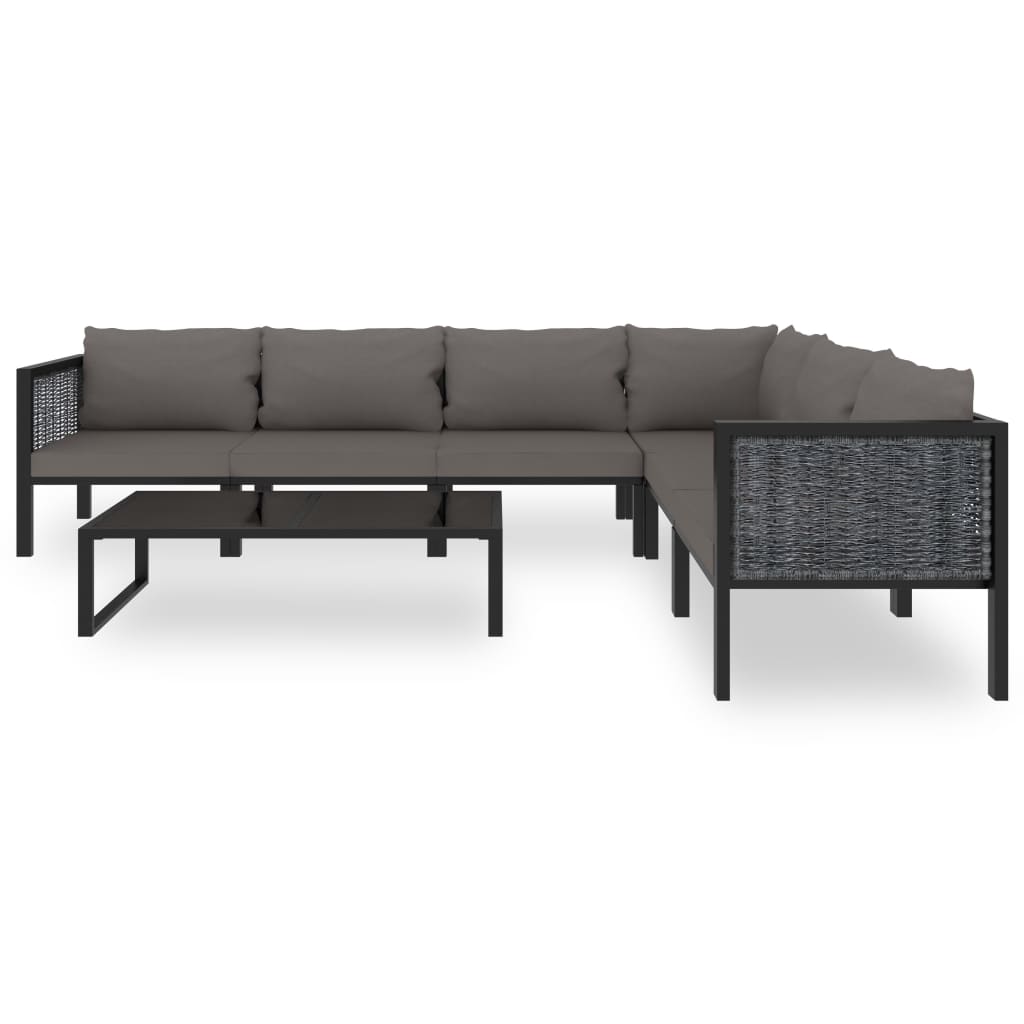 7-tlg. Garten-Lounge-Set mit Auflagen Poly Rattan Anthrazit - Pazzar.ch