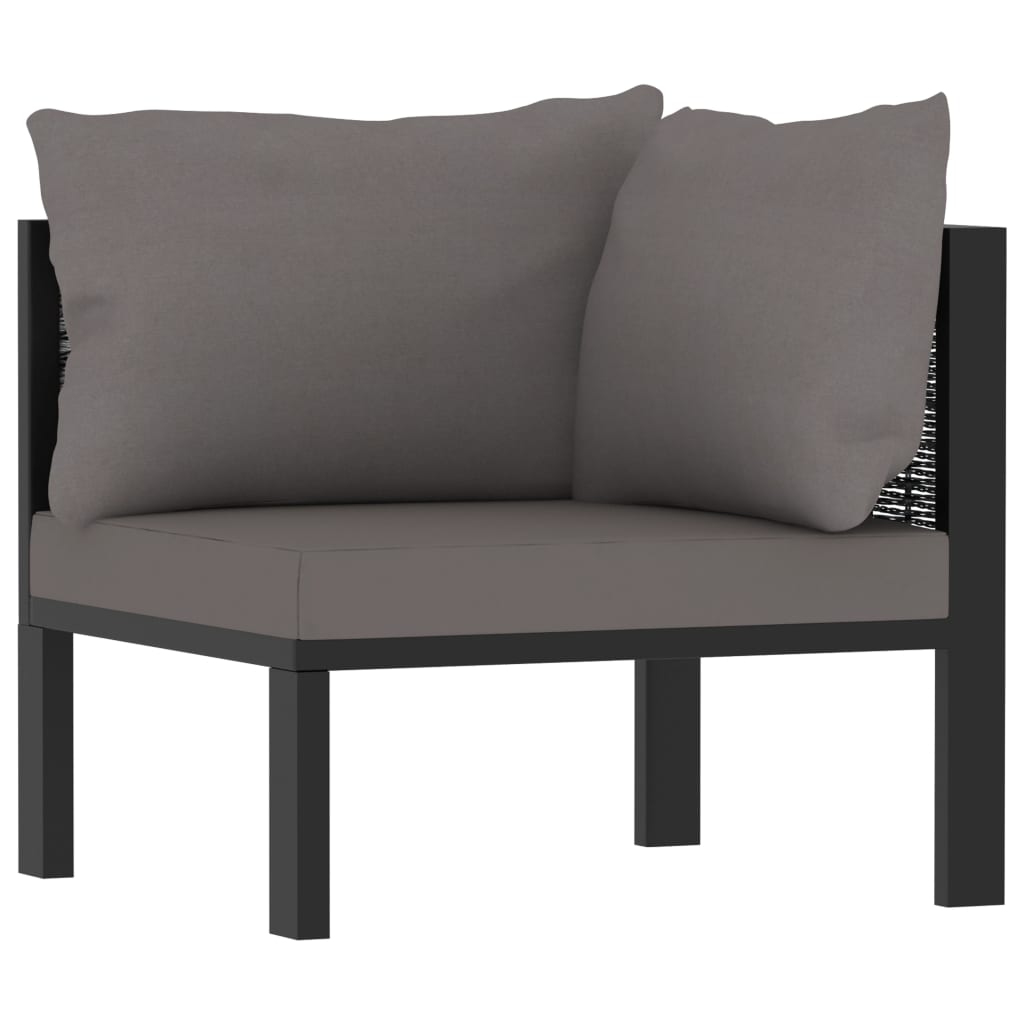 7-tlg. Garten-Lounge-Set mit Auflagen Poly Rattan Anthrazit - Pazzar.ch