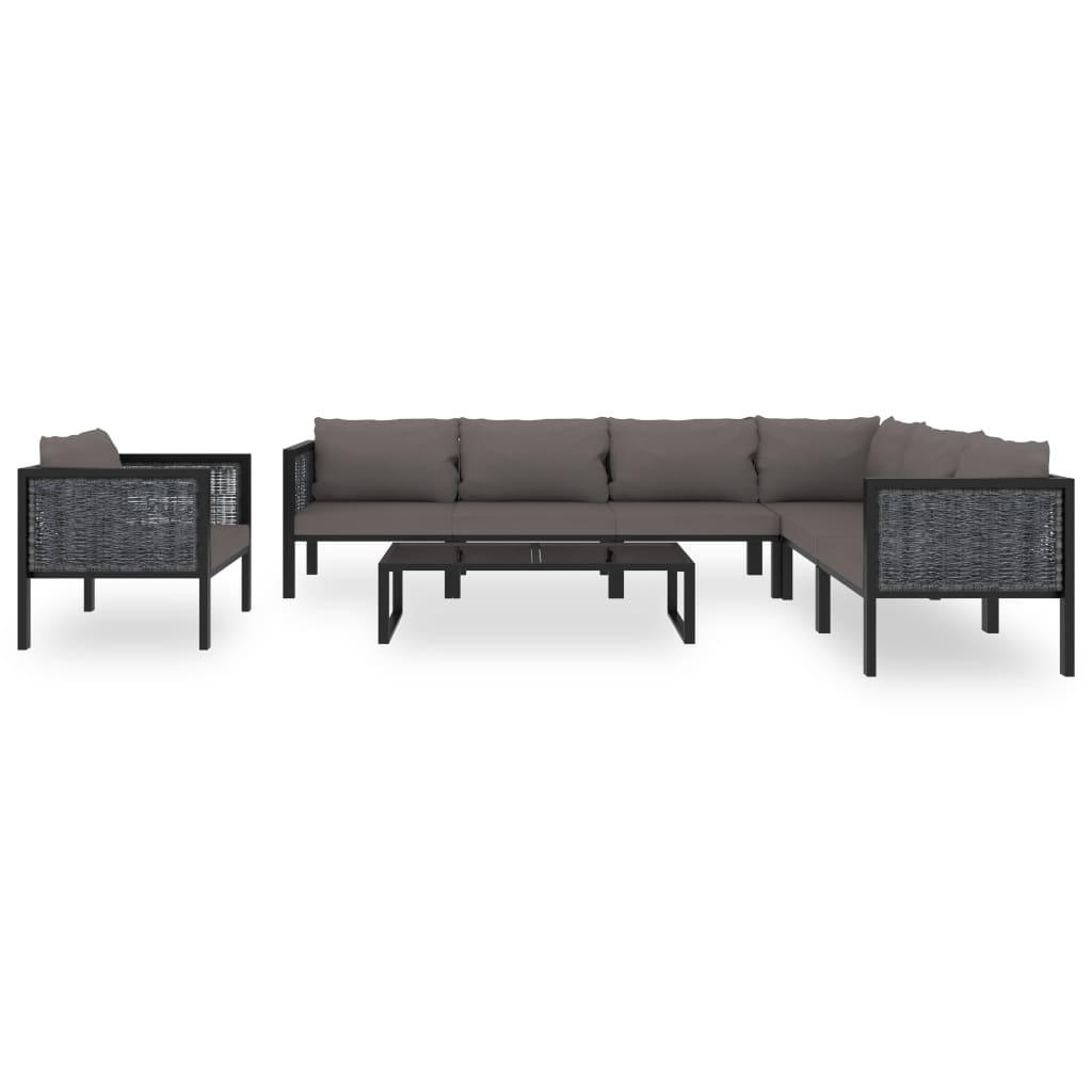 8-tlg. Garten-Lounge-Set mit Auflagen Poly Rattan Anthrazit - Pazzar.ch