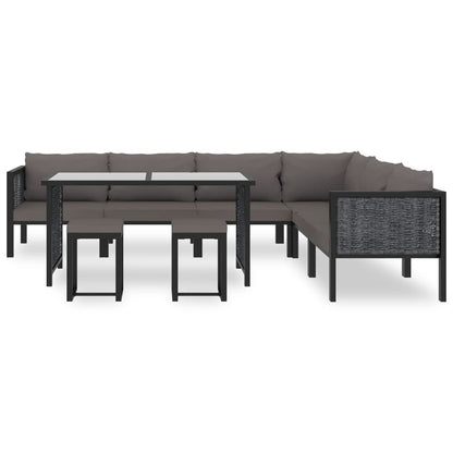 9-tlg. Garten-Lounge-Set mit Auflagen Poly Rattan Anthrazit - Pazzar.ch