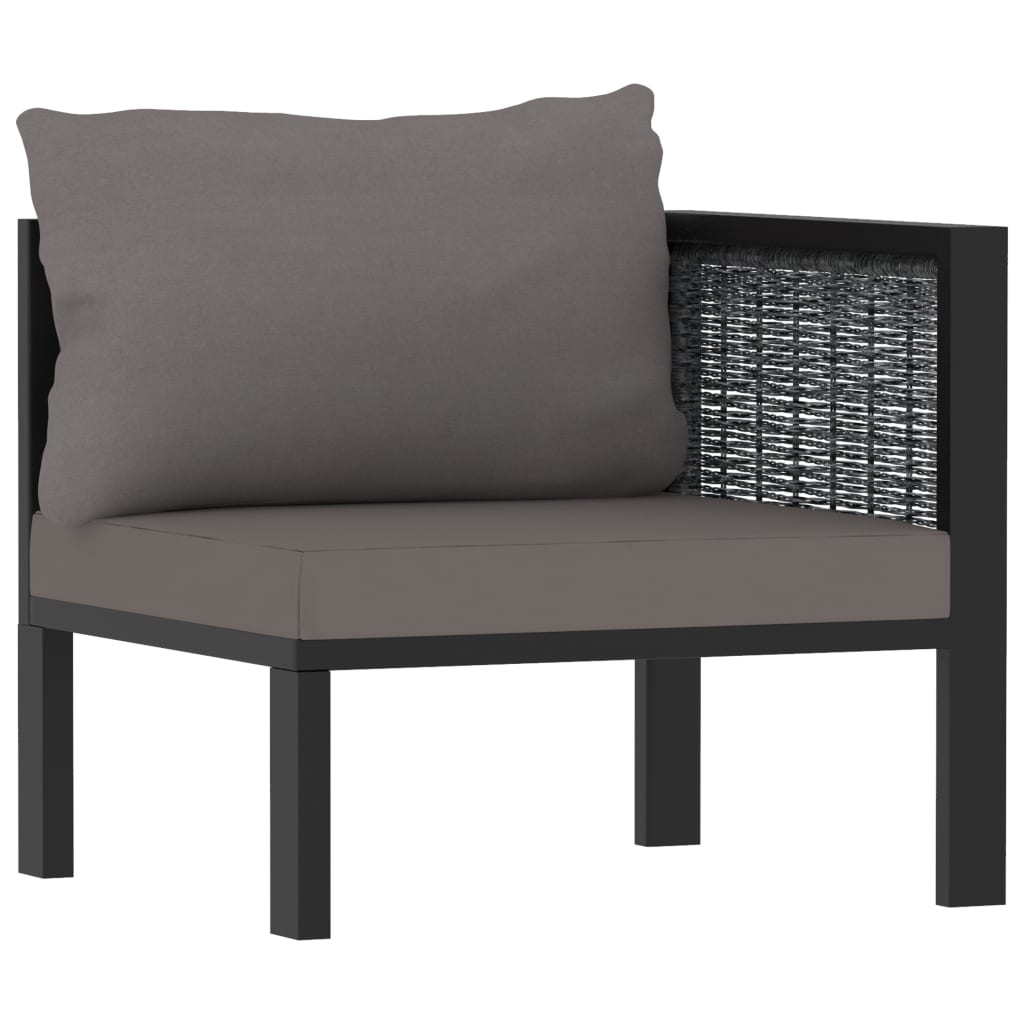 9-tlg. Garten-Lounge-Set mit Auflagen Poly Rattan Anthrazit - Pazzar.ch