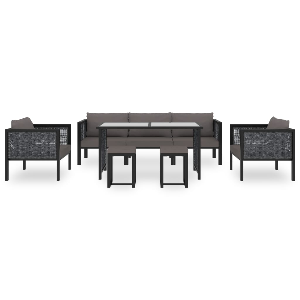 8-tlg. Garten-Lounge-Set mit Auflagen Poly Rattan Anthrazit - Pazzar.ch