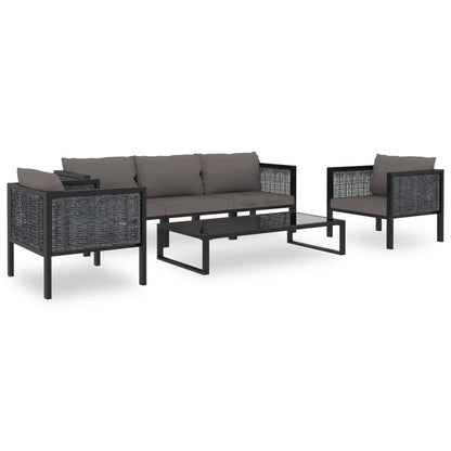 6-tlg. Garten-Lounge-Set mit Auflagen Poly Rattan Anthrazit - Pazzar.ch