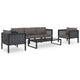 6-tlg. Garten-Lounge-Set mit Auflagen Poly Rattan Anthrazit