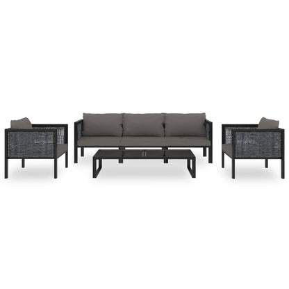 6-tlg. Garten-Lounge-Set mit Auflagen Poly Rattan Anthrazit - Pazzar.ch