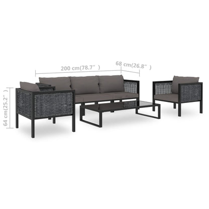 6-tlg. Garten-Lounge-Set mit Auflagen Poly Rattan Anthrazit - Pazzar.ch