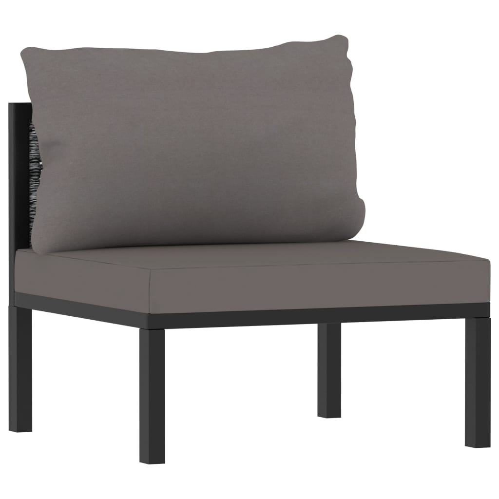 6-tlg. Garten-Lounge-Set mit Auflagen Poly Rattan Anthrazit - Pazzar.ch