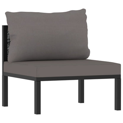 6-tlg. Garten-Lounge-Set mit Auflagen Poly Rattan Anthrazit - Pazzar.ch