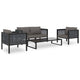 5-tlg. Garten-Lounge-Set mit Auflagen Poly Rattan Anthrazit