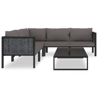 6-tlg. Garten-Lounge-Set mit Auflagen Poly Rattan Anthrazit - Pazzar.ch