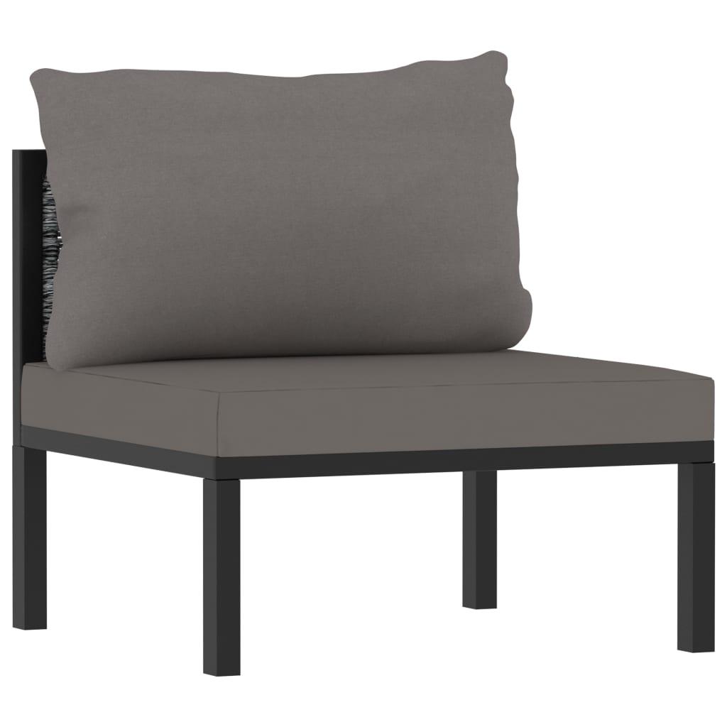 6-tlg. Garten-Lounge-Set mit Auflagen Poly Rattan Anthrazit - Pazzar.ch