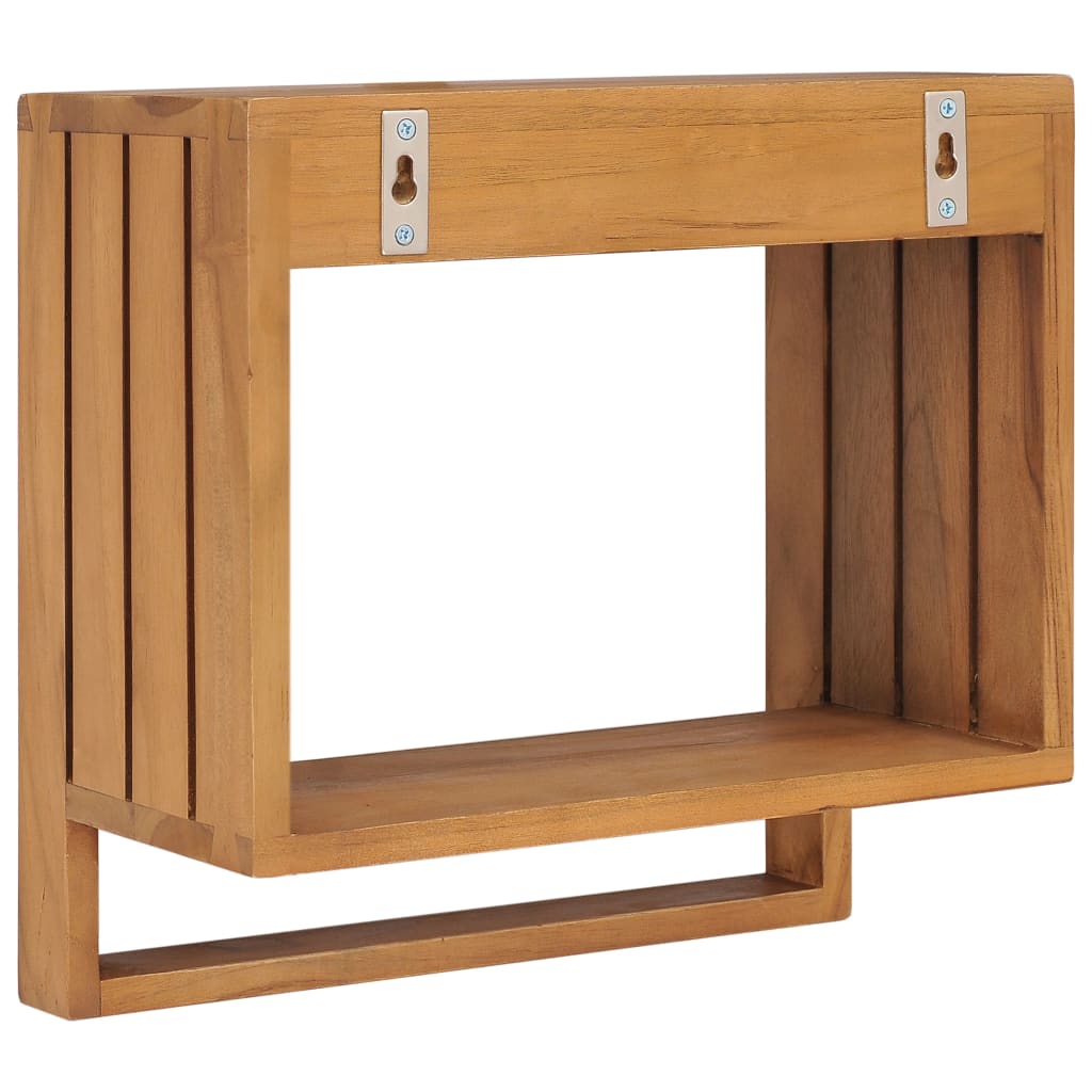 Handtuchregal zur Wandmontage 35×20×35 cm Teak Massivholz - Pazzar.ch