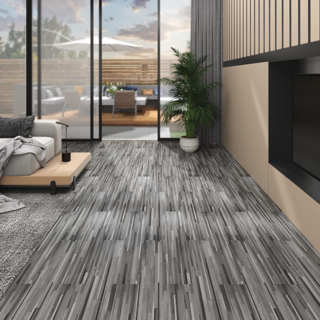 PVC-Laminat-Dielen 5,02 m² 2 mm Selbstklebend Gestreift Grau - Pazzar.ch