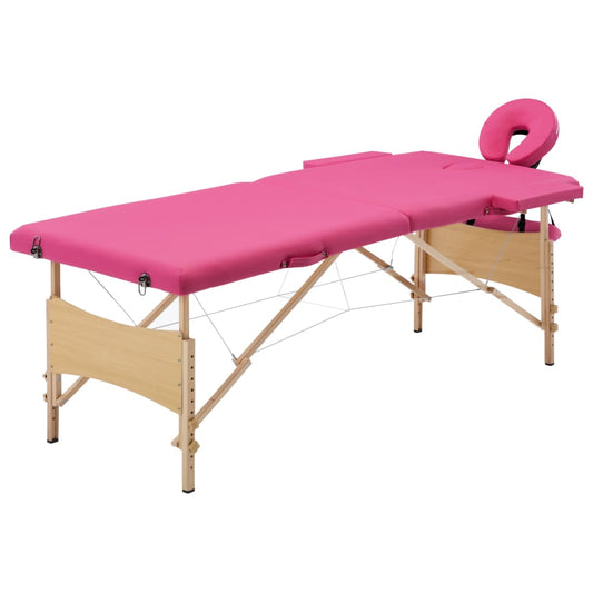 Massageliege Klappbar 2-Zonen mit Holzgestell Rosa - Pazzar.ch