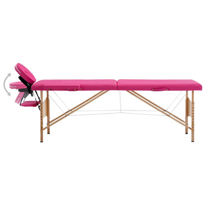 Massageliege Klappbar 2-Zonen mit Holzgestell Rosa - Pazzar.ch