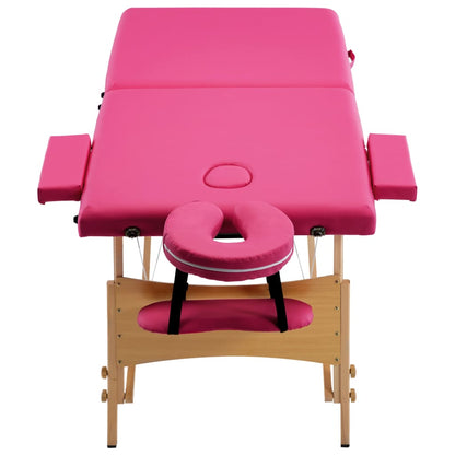 Massageliege Klappbar 2-Zonen mit Holzgestell Rosa - Pazzar.ch
