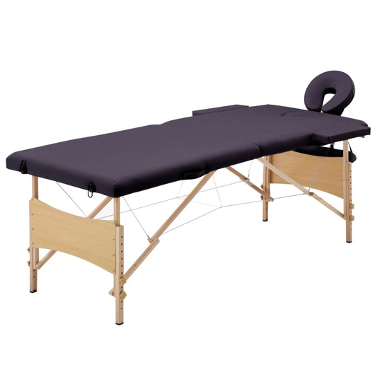 Massageliege Klappbar 2-Zonen mit Holzgestell Lila - Pazzar.ch